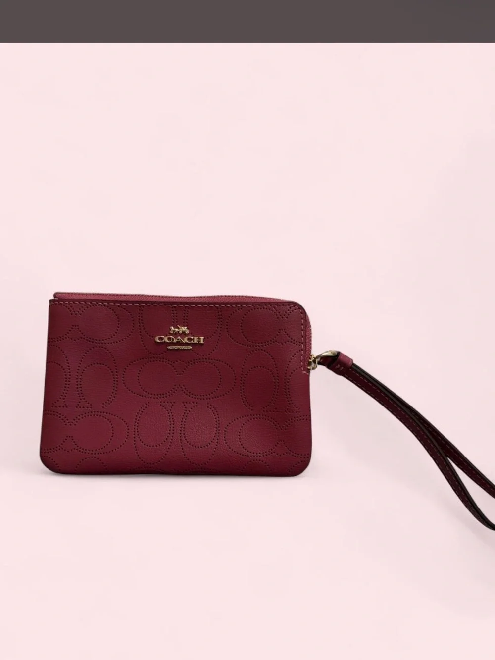 Coach Maroon Signature Wristlet